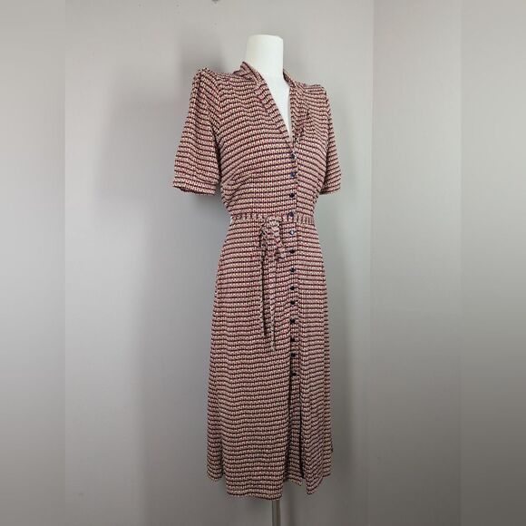 King Louie Lola Callaloo Dress Red M Retro Mod Stretchy - Picture 4 of 11